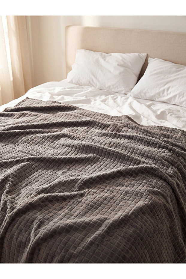 Alita City with a Difference from Lcw Home Anthracite Plain 200X220 cm Double Blanket