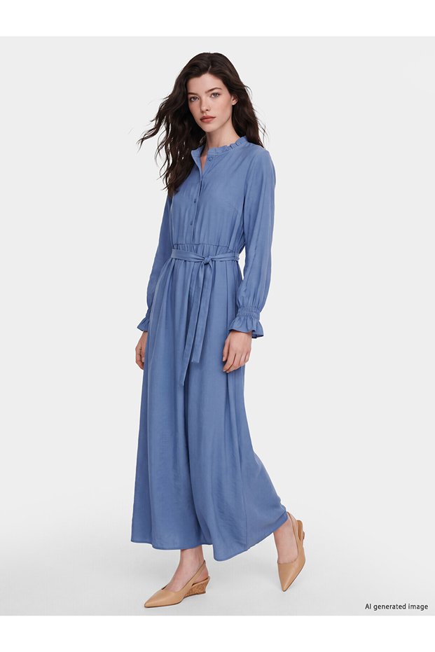 Two Mt Shop Quality Lcw Comfort Blue Plain Dress