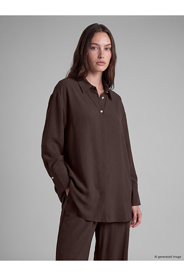 Two Mt Shop Quality Lcw Modest Brown Women's Shirt Tunic