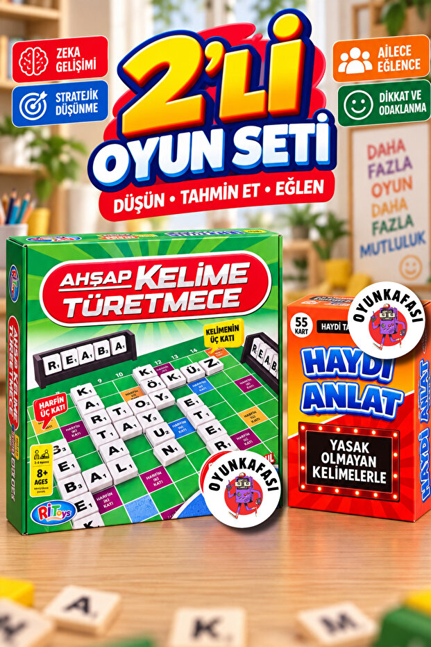 2-Person Family Game Set Wooden Word Derivation and Guessing Game