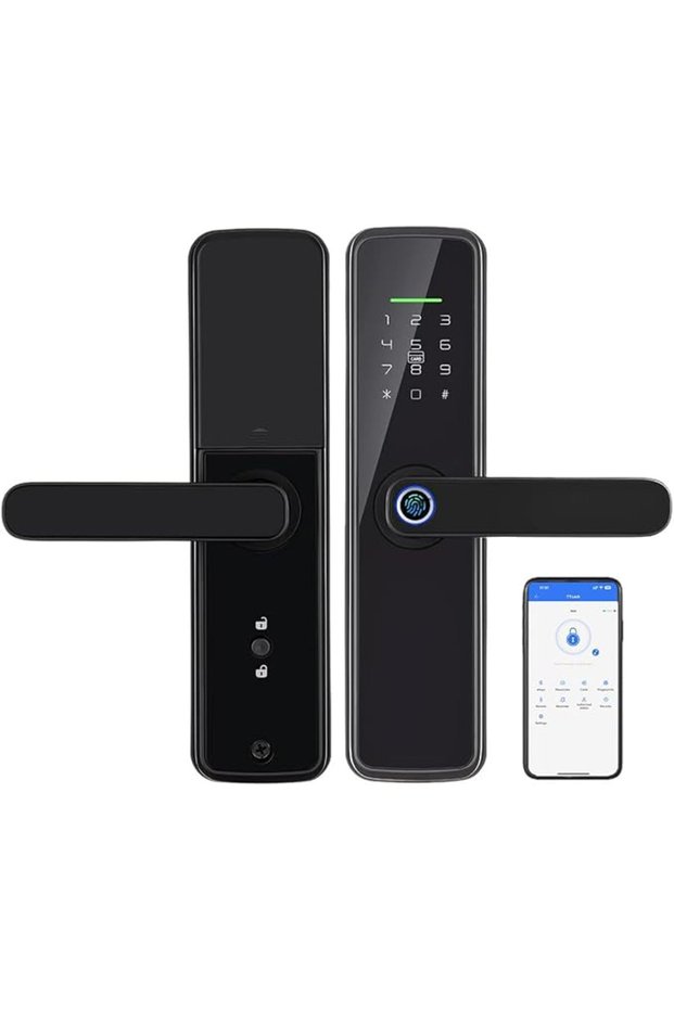 قفل باب ذكي، إصدار TT Lock WiFi، لا يتطلب محور، إصدار GCC، قفل ببصمة الإصبع مع شاشة لمس