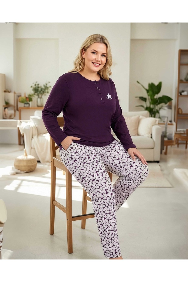 Three-Button Oversize & Large Size Pajama Set 17000