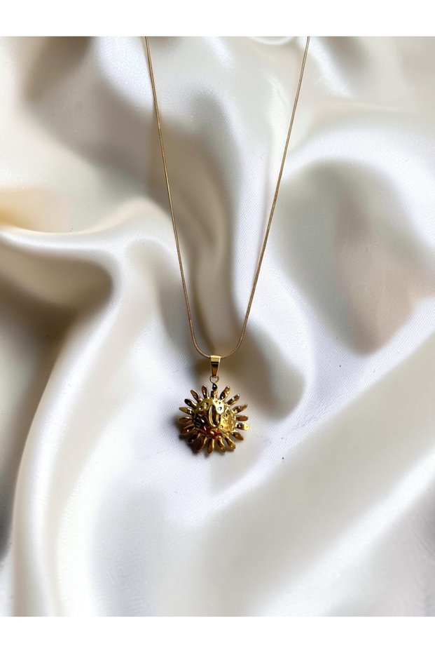 Gold Color Steel Necklace with Sun Figure