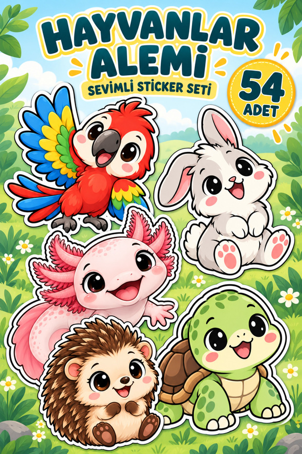 Animal Kingdom Cute Sticker Set 54 Pieces | Sticker Pack