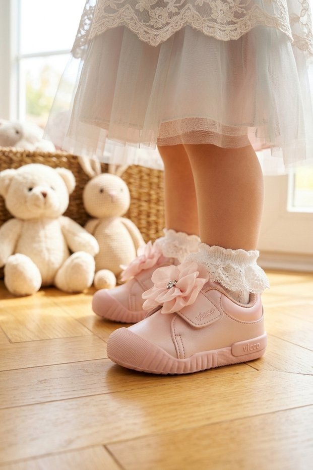 Bow Detailed Velcro Orthopedic Baby Girl Sneaker Sports Shoes