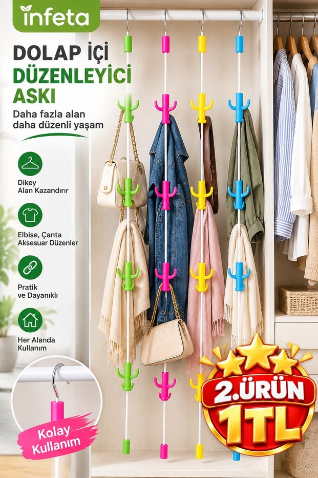 In-Closet Organizer Magic Hanger for Clothes, Garments, Bags Organizer Hanger