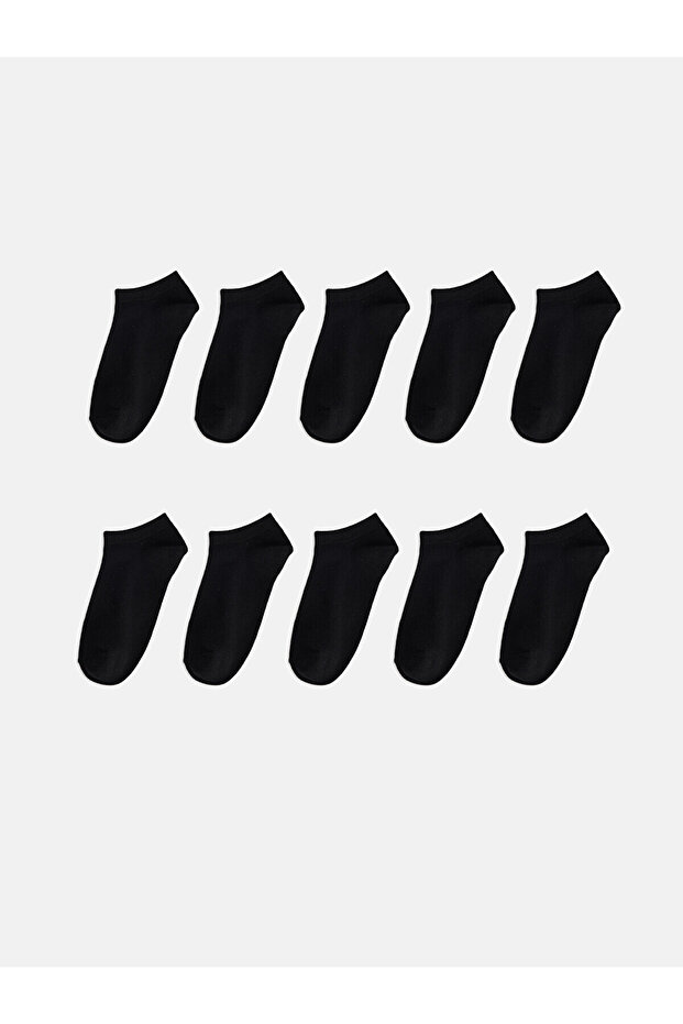 Two Mt Shop Quality Lcw Dream Black Plain 10-Piece Pack Women's Booties Socks