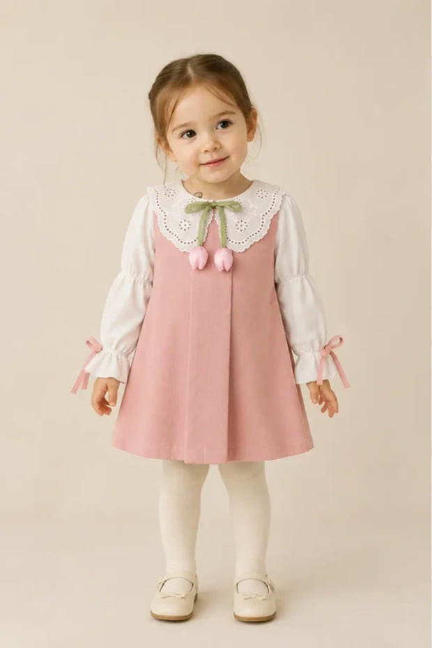 Girl's Tulip Collar Shirt Dress