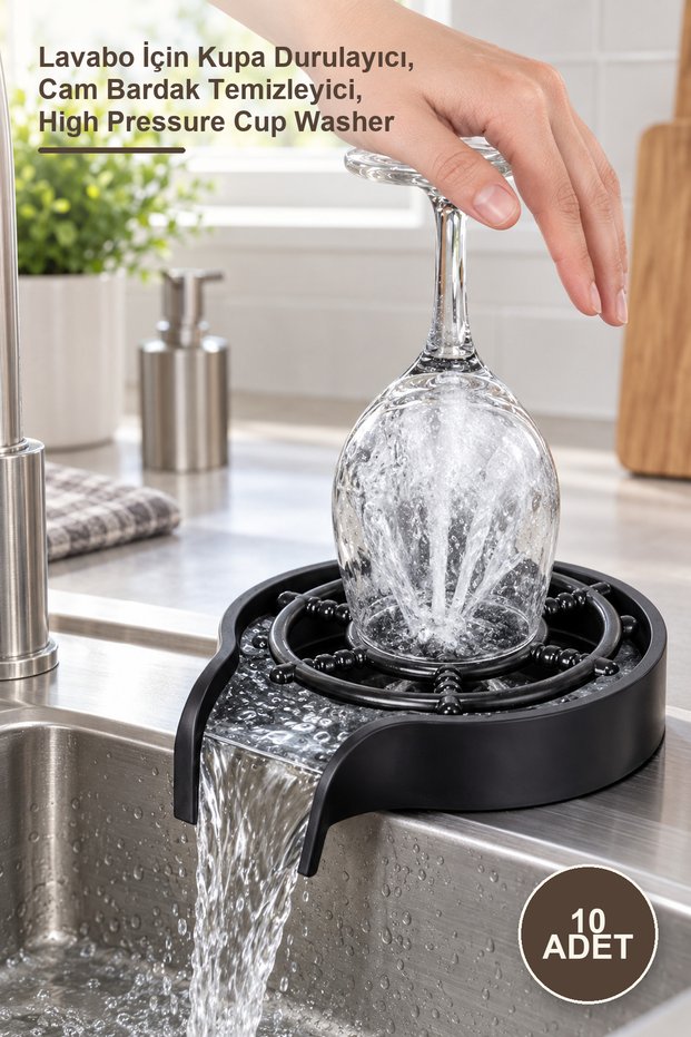 10 Pieces High-Pressure Automatic Cup Washing Apparatus – Cup Rinser for Sink, Glass Cup Cleaner, High Pressure Cup Washer