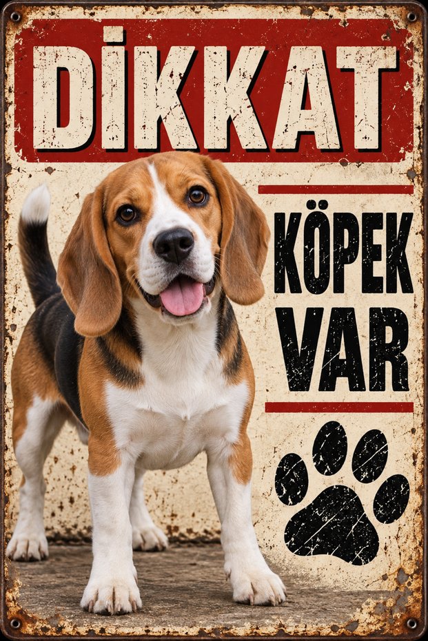 Beagle Caution Dog Present Metal Sign Retro Decorative Warning Sign 15X20 cm