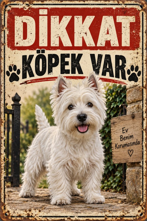 Westie Caution Dog Present Metal Sign Retro Decorative Warning Sign 30X40 cm