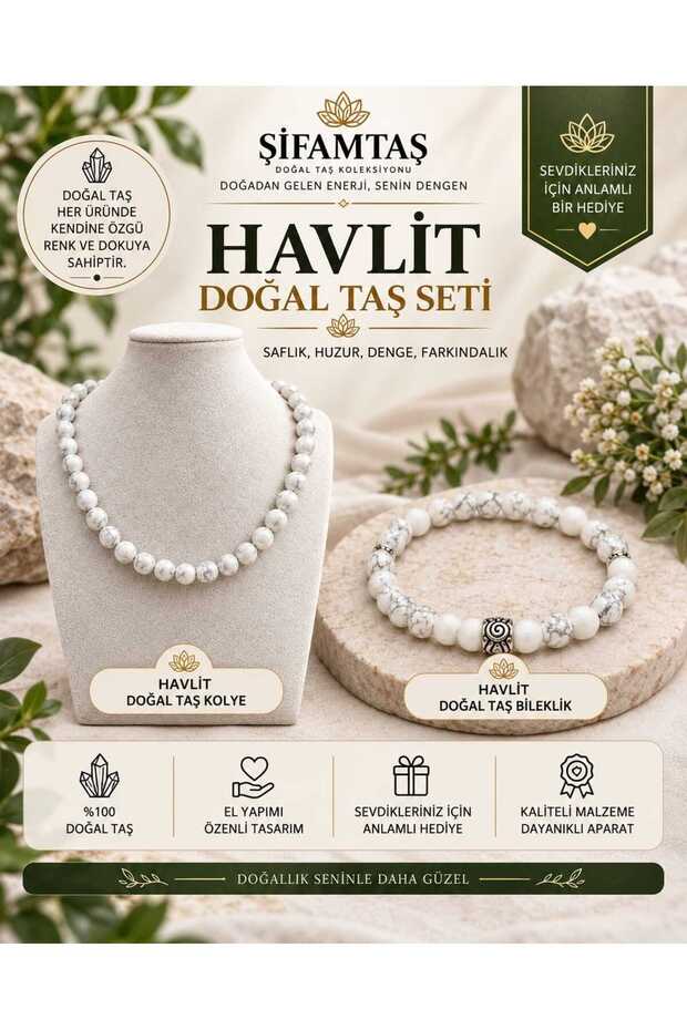 Howlite Natural Stone Set (Bracelet and Necklace)