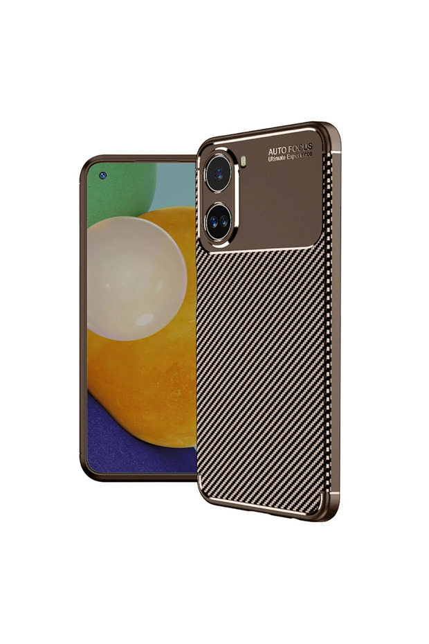 Xiaomi Poco X7 Pro Case Auto Focus Carbon Cover - Brown