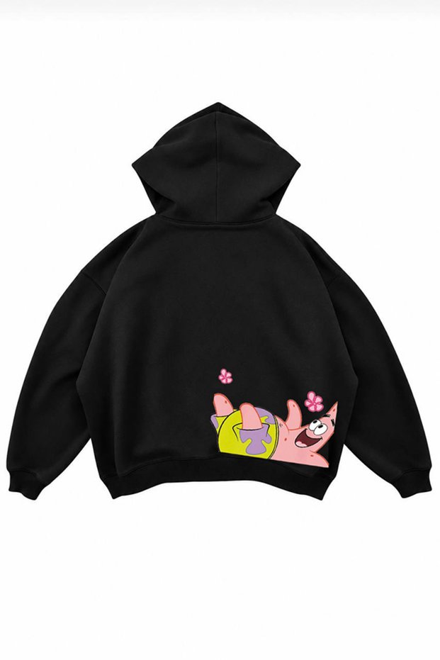 Sponge Bob Killed Romance Printed Oversize Hoodie Hooded Sweatshirt