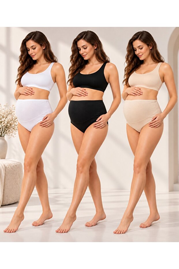 Women's Maternity Panties 3-Pack – High-Waisted Comfortable and Flexible Underwear for Pregnant & Postpartum Women