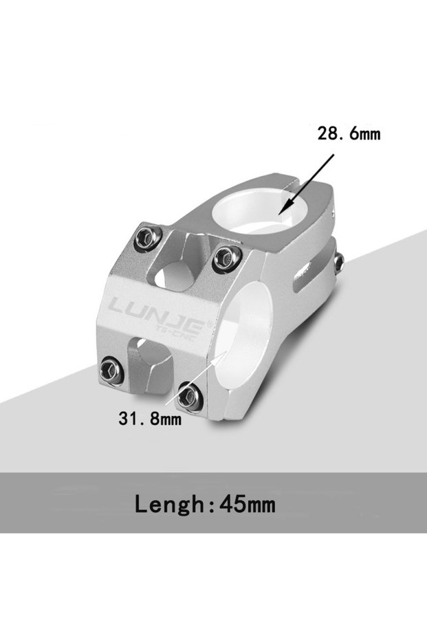 silver LUNJE MTB Stem 31.8x45mm High-strength Short Handlebar Stem Aluminum Alloy Bicycle Bridge Rac