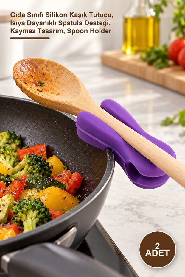 2 Pieces Silicone Pan Spoon Rest – Food Grade Silicone Spoon Holder, Heat Resistant Spatula Support, Non-Slip Design, Spoon Holder