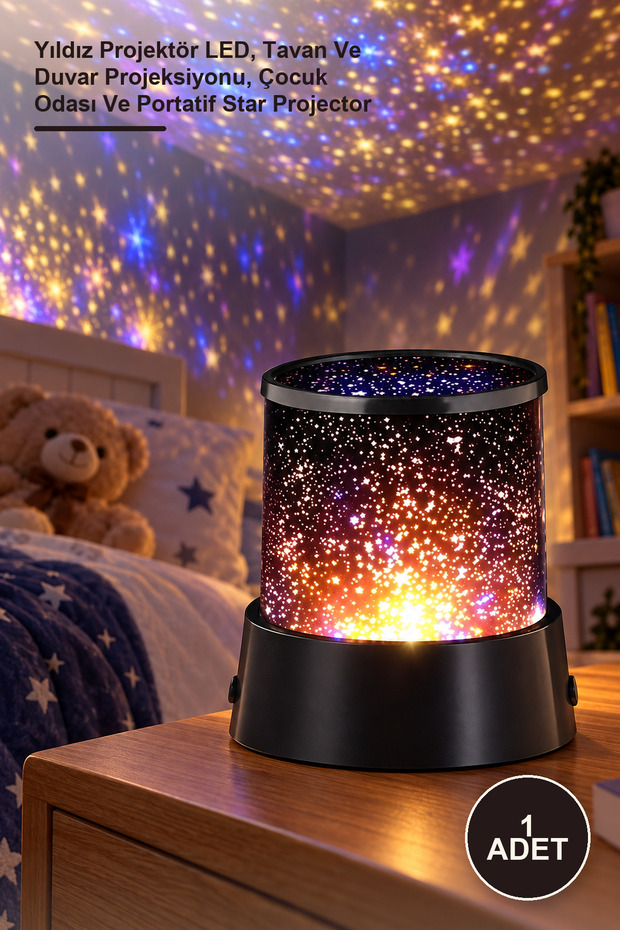 1 Piece Projection Night Light – Star Projector Led, Ceiling and Wall Projection, Children's Room and Portable Star Projector