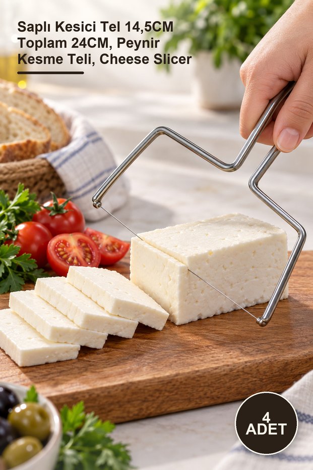 4 Pieces Cheese Slicer – Cutting Wire with Handle 14.5cm Total 24cm, Cheese Cutting Wire, Cheese Slicer