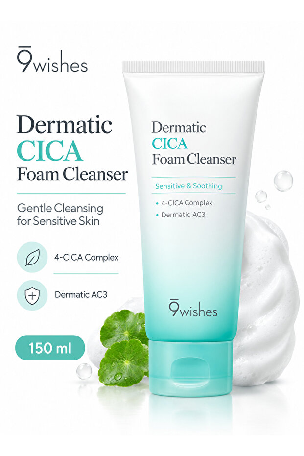 Dermatic CICA Foam Cleanser | 150 ml Gentle Face Wash | 4 CICA Complex | Soothing Hydrating Cleanser for Sensitive Skin