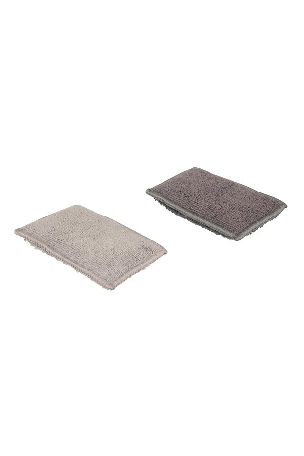 Double-Sided Microfiber Sponge Set (13.5 cm, 2 Pcs, Gray)