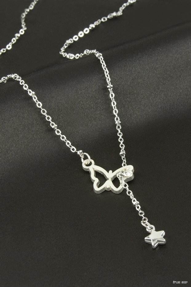 Ilkestor Star Y Necklace (13914) Silver Color