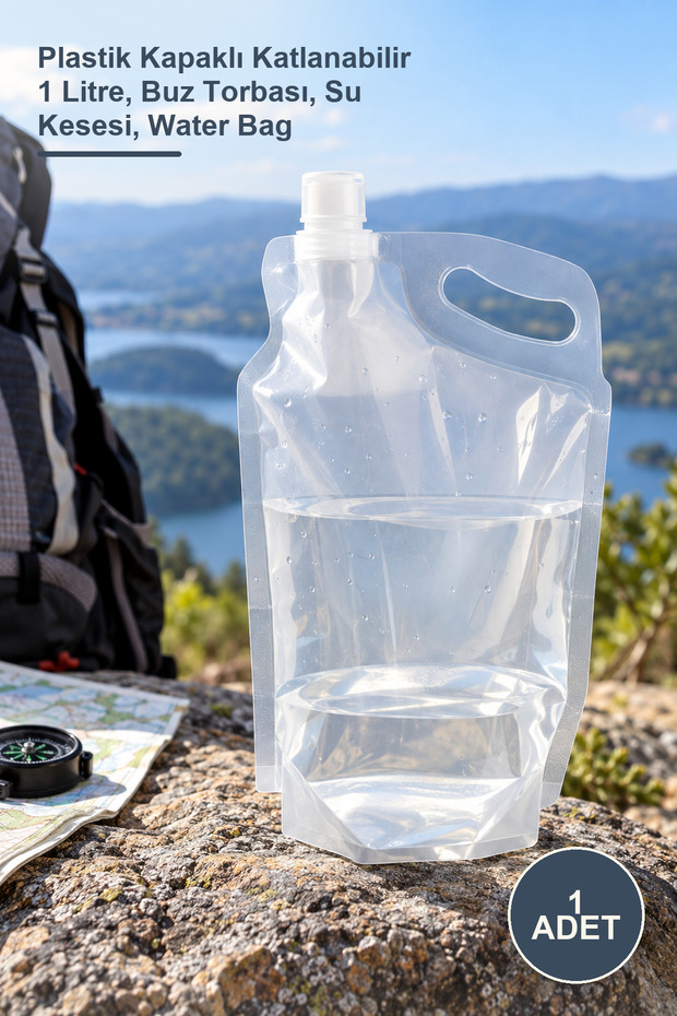 1 Piece Water Bag – Foldable 1 Liter with Plastic Cover, Ice Bag, Water Pouch, Water Bag