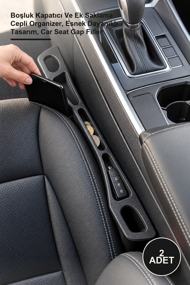 2 Pieces Car Seat Gap Organizer – Gap Filler and Organizer with Additional Storage Pockets, Flexible Durable Design, Car Seat Gap Filler