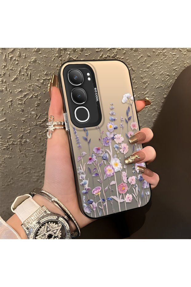 Vivo Y29 5g Compatible Light Purple Lavender and Wildflower Case, Elevated Lens Protection
