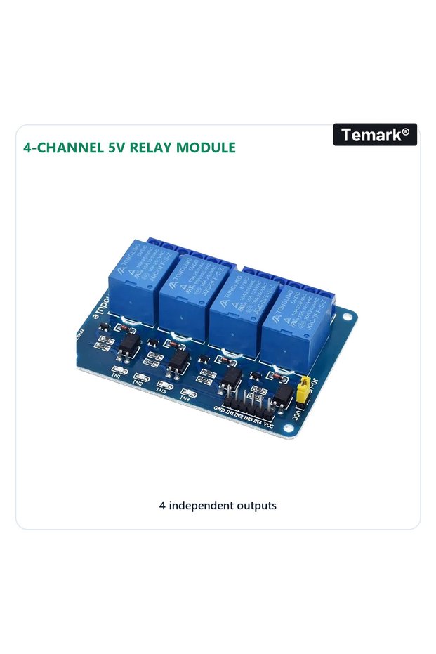 4-channel 5V relay module, LOW trigger, NO COM NC contacts, optocouplers