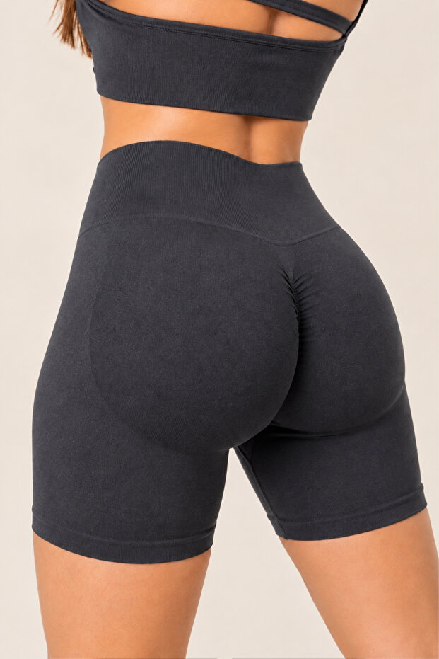 Joy Model High Waist Gathering Detail Push up Seamless Short Shorts Leggings