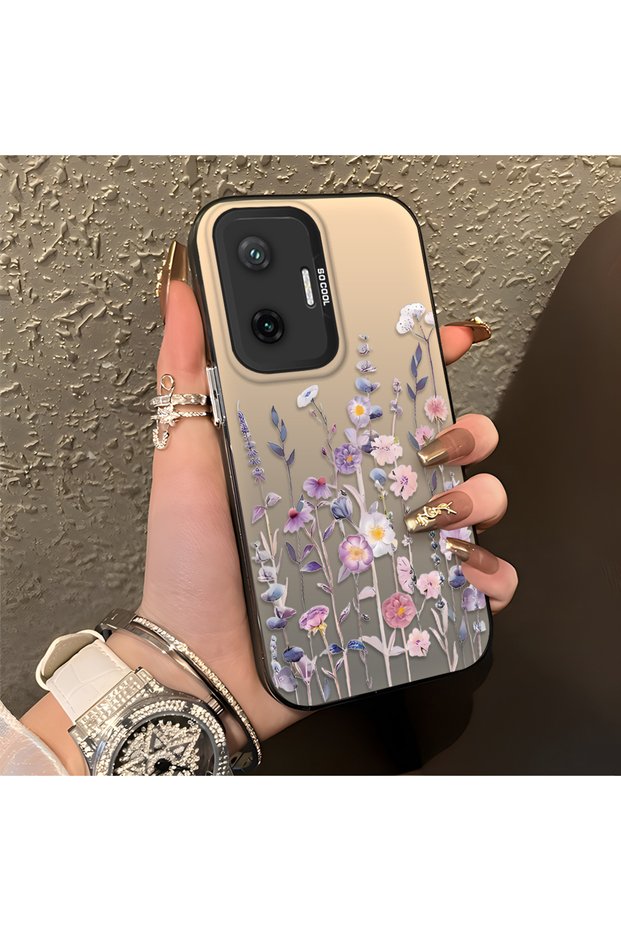 Poco F7 Compatible Light Purple Lavender and Wildflower Case, Elevated Lens Protection