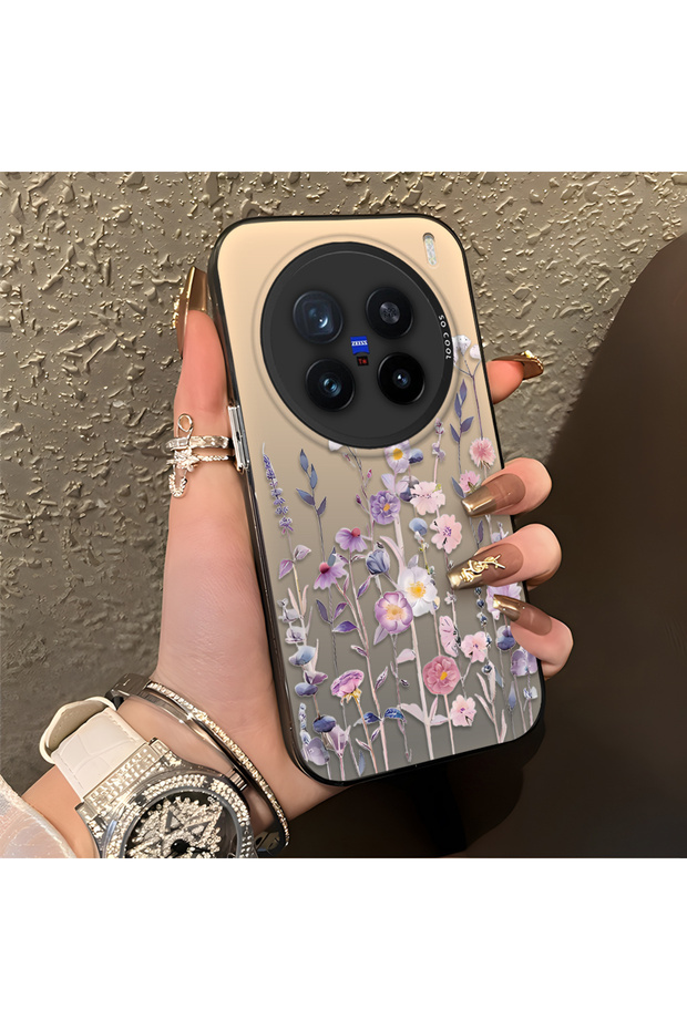 Vivo X200 Pro Compatible Light Purple Lavender and Wildflower Case, Elevated Lens Protection