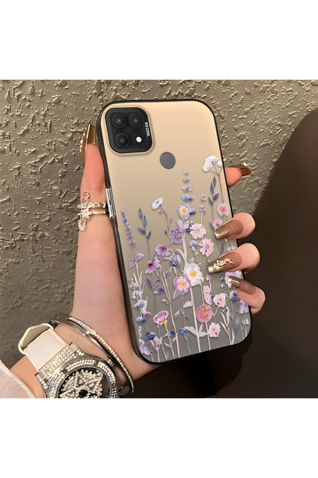 Oppo A15/A15S Compatible Light Purple Lavender and Wildflower Case, Raised Lens Protection