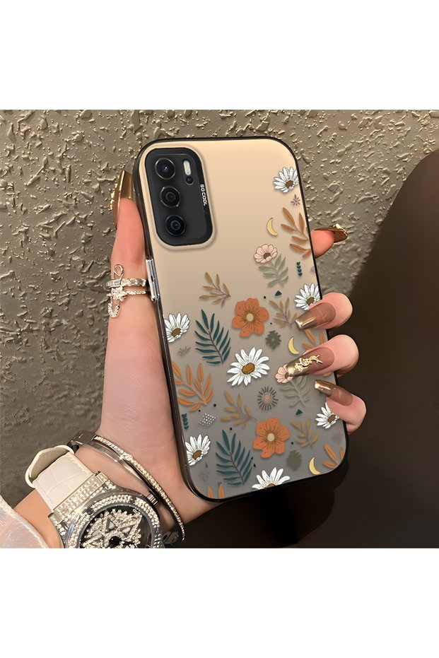 Oppo A54S Compatible Retro Daisy Moon and Leaf Pattern, Rigid Case, Full Protection