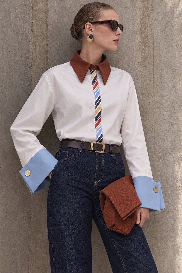 Shirt with Wide Cuffs and Garnishes