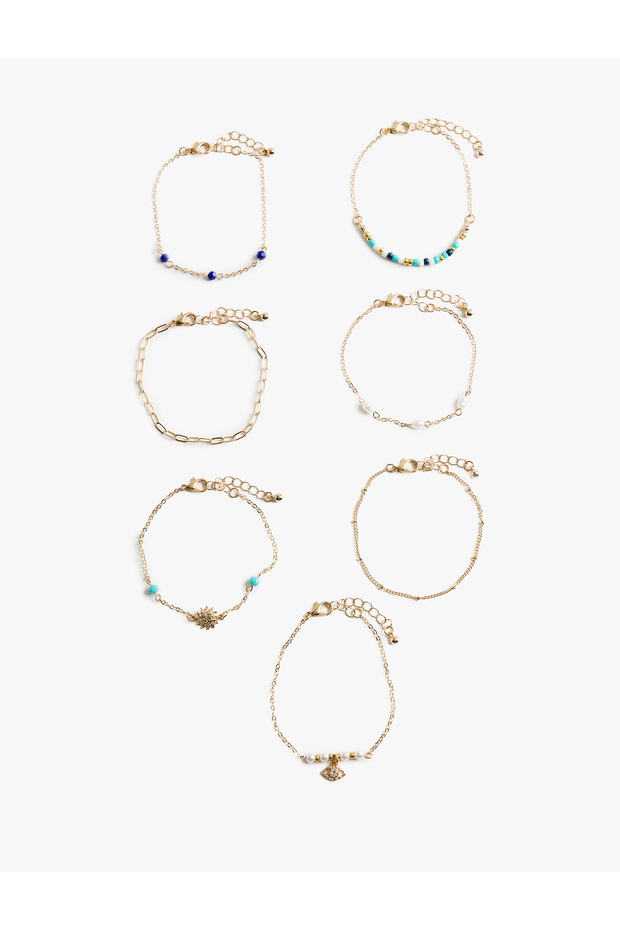 Bead Detailed 7-Piece Bracelet Set