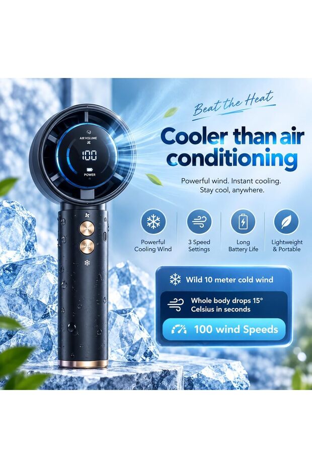 Mini Turbo Handheld Fan, Portable Pocket Jet Fan with USB-C Charging, High-Speed Personal Cooling Fan for Travel, Camping, and Home