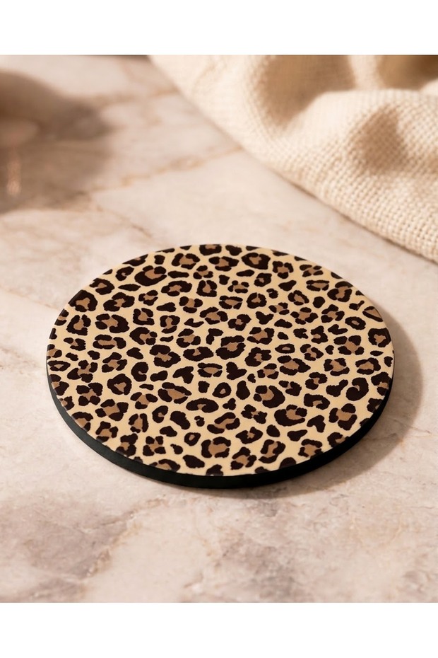 Leopard Printed Colorful Printed Mdf Round Coaster