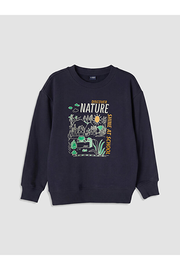 Two Mt Shop Quality Navy Blue Printed Boys' Sweatshirt