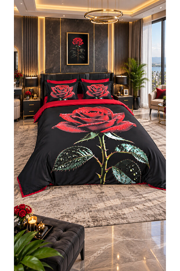 Love Cotton Double Duvet Cover Set with 6-Piece Fitted Sheets