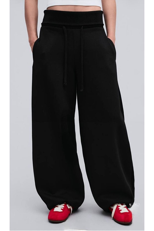 Brshk Curled Waist Three-Thread Ribbed Sweatpants