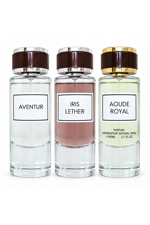 Perfume Combo Set of 3 x 80ml Aventur, Iris Lether & Aoude Royal, Signature Long Lasting Scent Collection