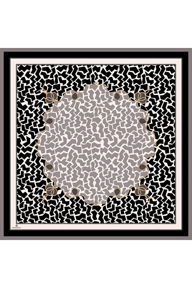 Twill Silk Scarf 53002 Gray Black