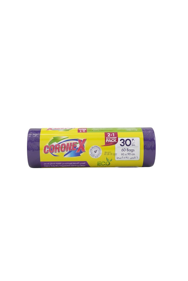 Garbage Bags 60 X 90cm, 30 Gallon, Black, 60 Bags, Heavy-Duty Household Waste Bags