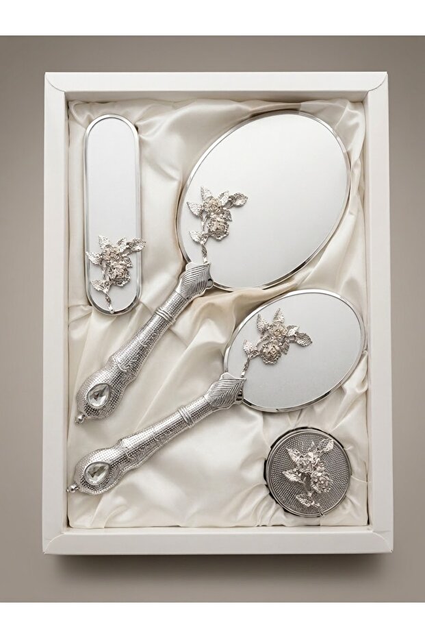 Luxury brooch bridal bundle ecru mirror comb set