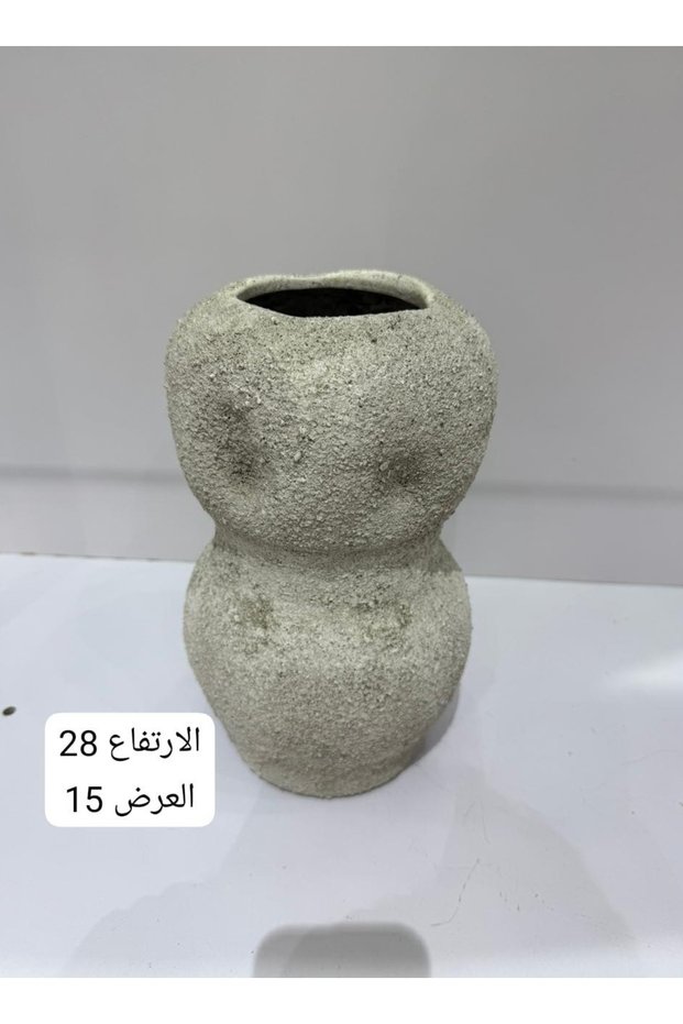 فازة ديكورية أسمنتية بملمس حجري – تصميم عصري مميز – ارتفاع 28 سم × عرض 15 سم