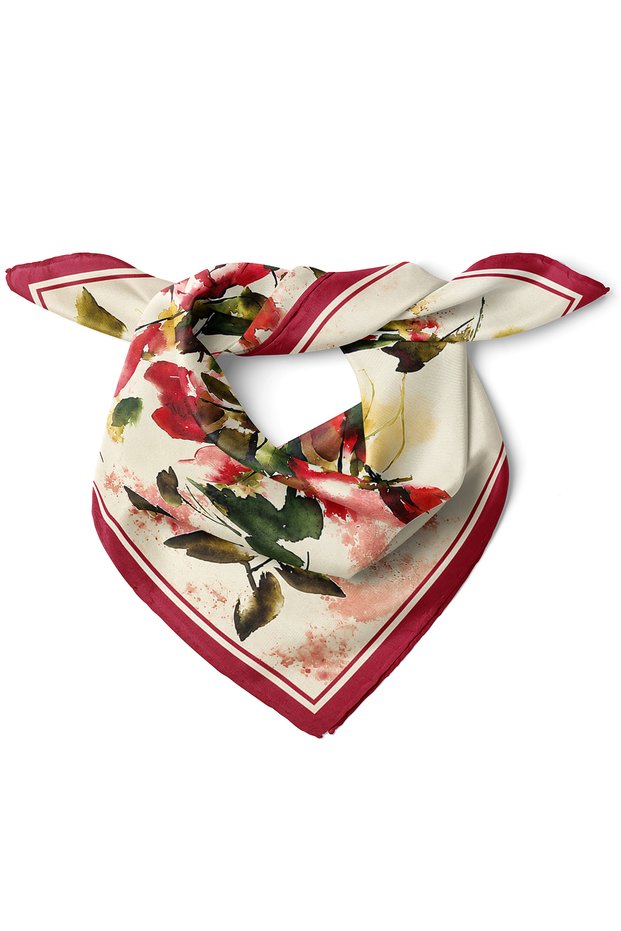 Watercolor Flower Pattern Scarf Bandana 50X50 cm