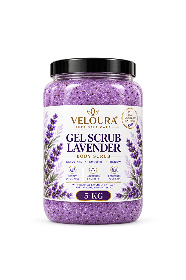 LAVENDER GEL SCRUB 5KG – RELAXING EXFOLIATING BODY SCRUB FOR HANDS, FEET & BODY