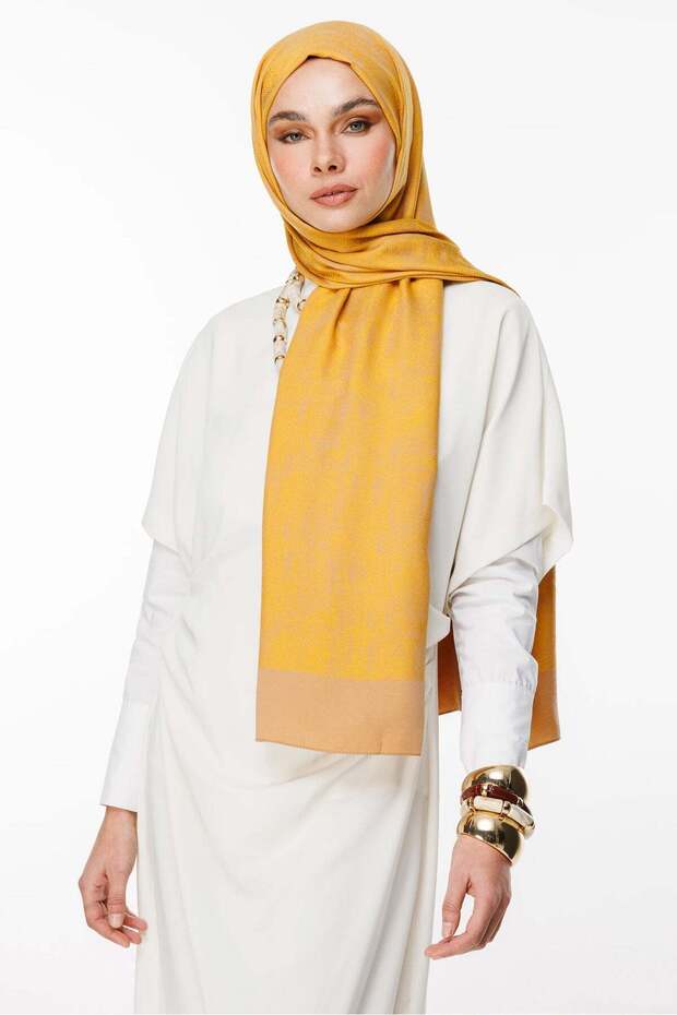 Sahra Pattern Double-Sided Shawl Mink-Hardal